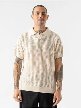 Knickerbocker Yuma Cotton Polo in Bone Large